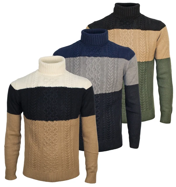 Maglione uomo invernale collo alto maglioncino dolcevita pullover lana RDV