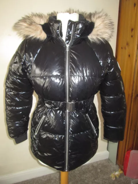 Bnwot Girls Black Candy Couture Hooded (Fur) Padded Coat /Jacket Age 11 Yrs New