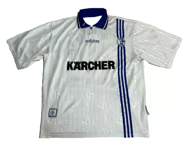 FC Schalke Trikot S04 Saison 1996/97 Gr. L/XL Adidas Kärcher Retro Weiß