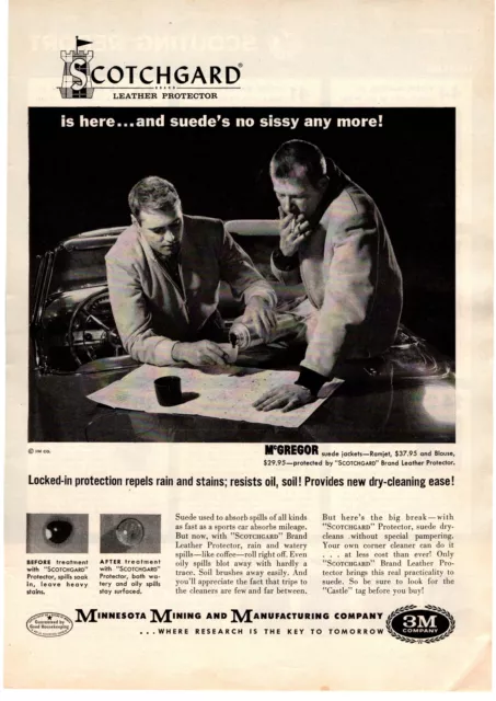 1958 3M Scotchgard Leather Protector McGregor Suede Jackets Car Coats Print Ad