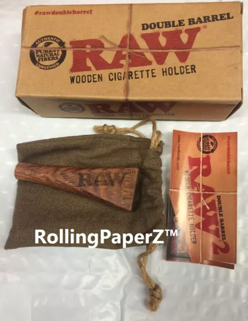 RAW Rolling papers wooden Double Barrel Cigarette Holder King Size RAWTHENTIC! 2