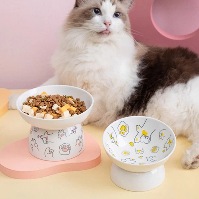 Cartoon Pet High Foot Bowl Cat Food Water Bowl  Protects Cervical Vertebra
