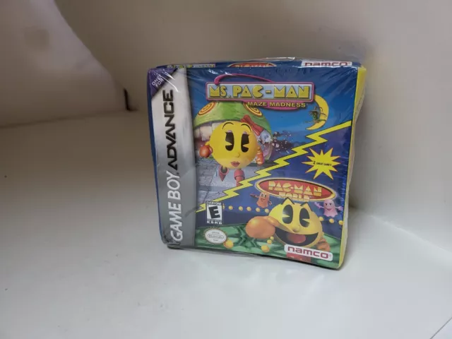 NEW Sealed  Mrs Ms Pac Man Maze Madness & PacMan World GBA W/Crushed Box  #J16