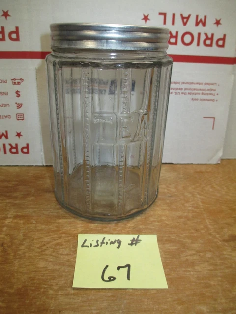 Hoosier Cabinet Original Zipper Tea Spice Jar Glass 2 Pcs.   Lot # 67