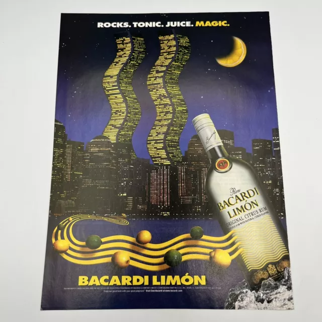 Bacardi Limon Citrus Rum 1998 Print Ad Twin Towers NYC World Trade Center