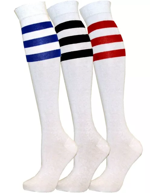 Women Football Basketball Baseball Tennis Gym Sport Knee High Striped Socks