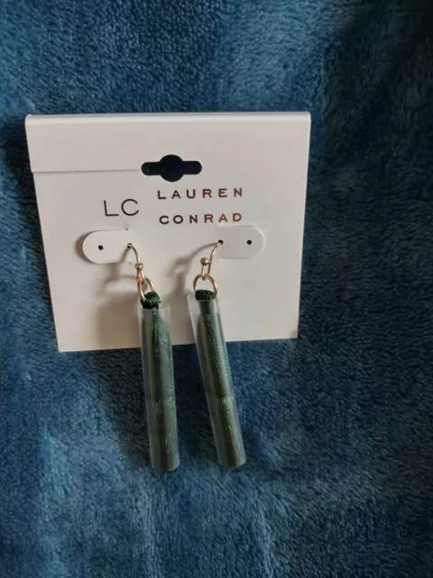 LC Lauren Conrad Tassel Nickel Free Drop Earrings (Green) 2