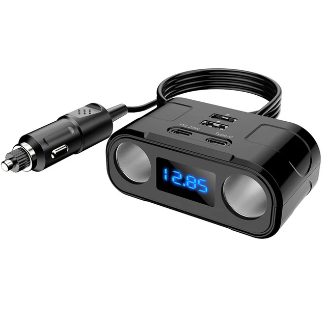 2 WAY CIGARETTE Lighter Car Charger Adapter TypeC Fast Charging