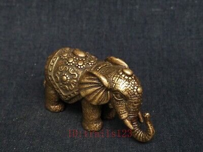 Collection China Old Bronze Carved Elephant Statue Paperweight Decoration 3