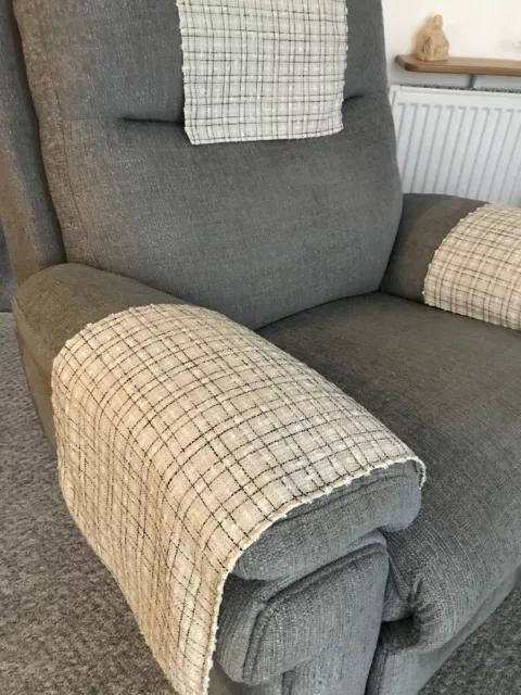 LUXURY Chair Arm Back Cover Antimacassar Sofa Armchair 1 x OATMEAL GLITZ