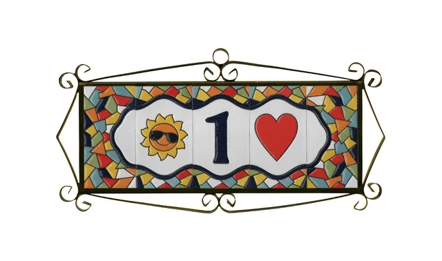 Genuine 11 x 5.5 cm Mosaic Hand-Painted Spanish Ceramic Address Number Tiles 2