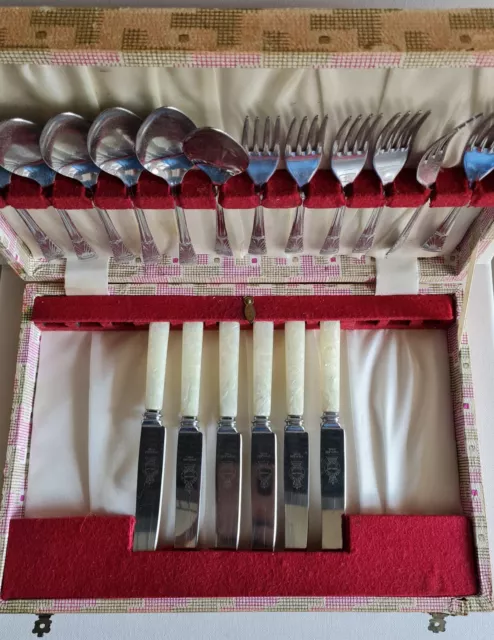 Sheffield England Chromium Plated Stainless Steel Cutlery Set. Boxed Set 3