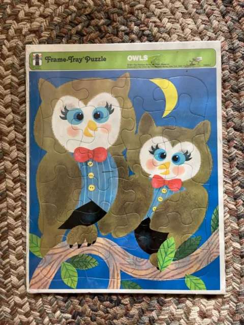 Vintage 70s Retro Owls Frame Tray Puzzle Kids/Childrens Jigsaw Puzzle New Sealed
