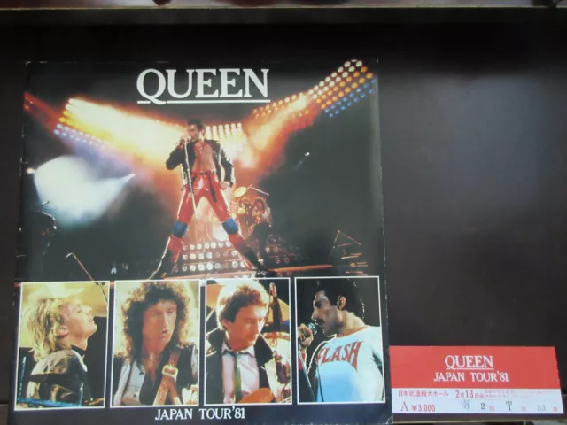 Queen 1981 Japan Tour Book with Ticket Stub Freddie Mercury Brian May Program