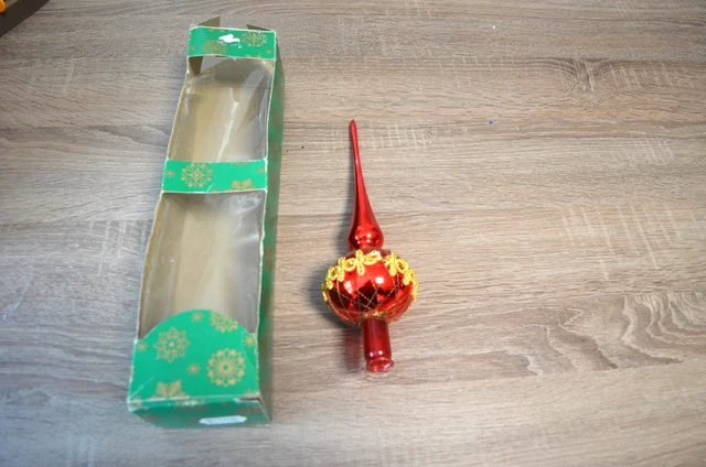 Ancien Cimier Boule De Noël En Verre églomisé Et Mercurisé – Déco Vintage