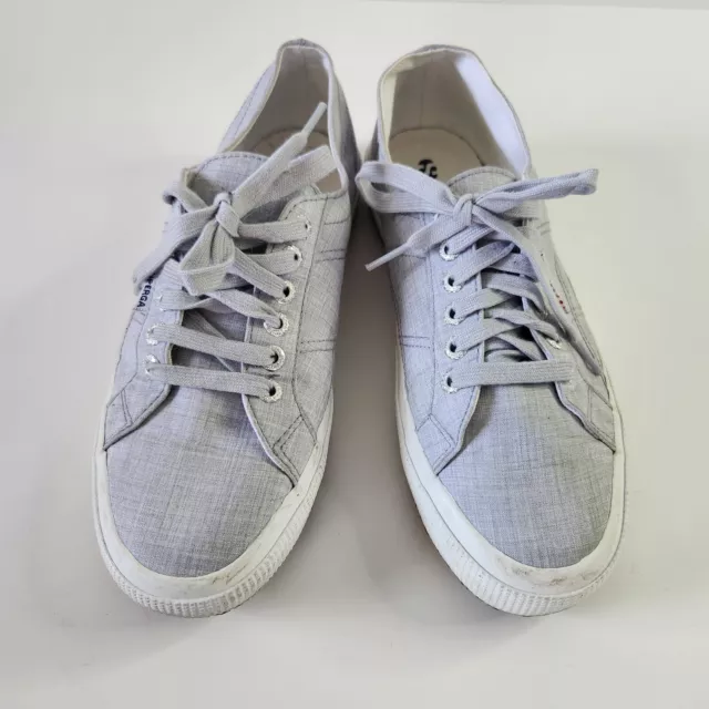 Superga Womens Cotu 2750 Classic Canvas Sneakers Shoes Light Gray/Blue US 8.5