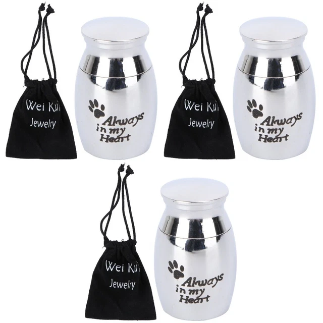 3 set di ceneri per animali domestici possono urne sepoltura bara cineraria mini gatto da aprire