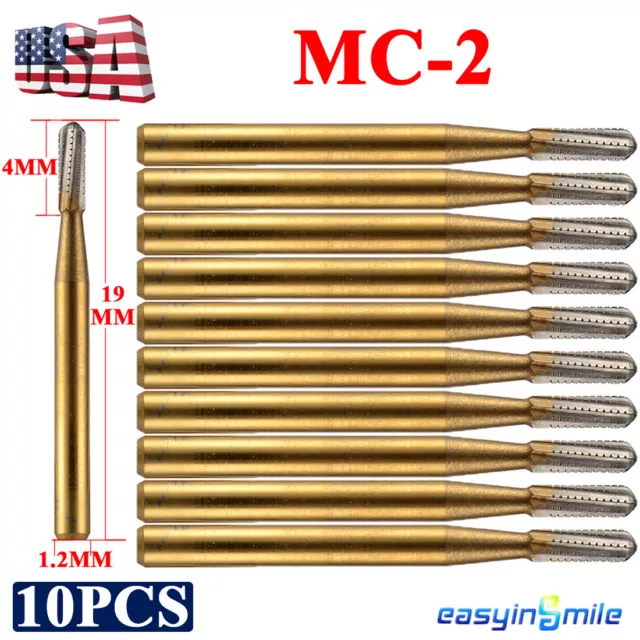 MC-2 10XDental Tungsten Carbide Steel Bur Finishing Bur Fit High Speed Handpiece