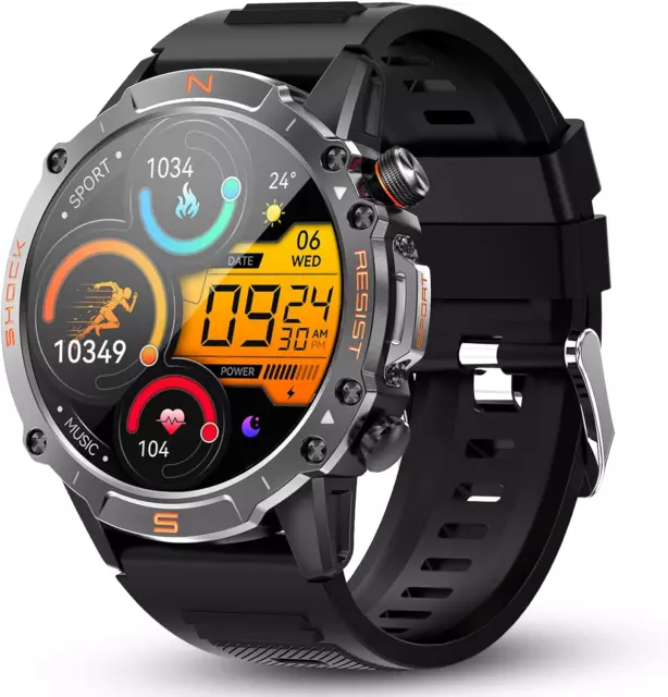 Smartwatch Uomo Con Chiamate Bluetooth, 1.43" AMOLED Militare Orologio Smartwatc