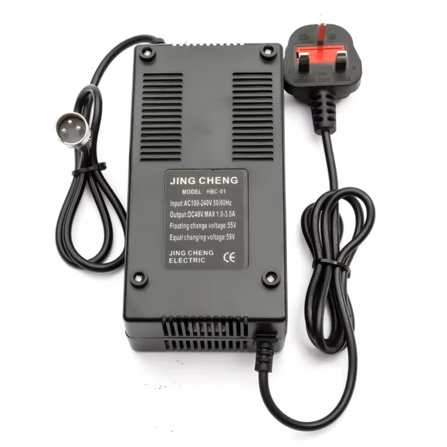 BATTERY CHARGER 48 Volt Electric E Scooter 48v Scooters Bike 3 Pin UK Plug 3Amp