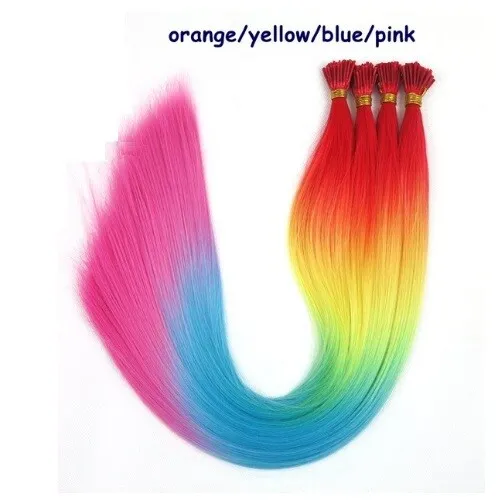 22" Colourful Rainbow Feather Hair Extensions Plus Free Beads Included I Tip