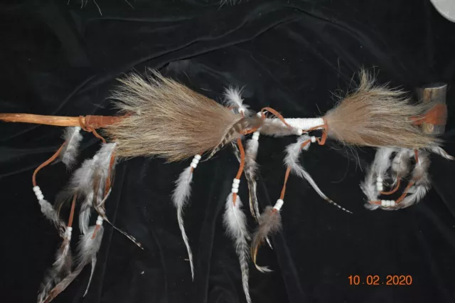 ORIG $399 IRIQOUIS SHAMAN deer antler/FEATHER PIPE 25"
