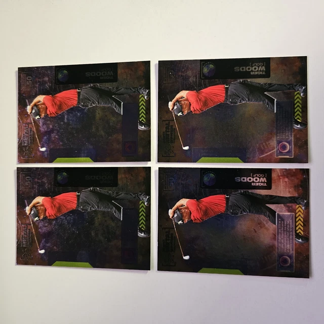 2021 Upper Deck Skybox Metal Universe Tiger Woods Base 4 Card Lot