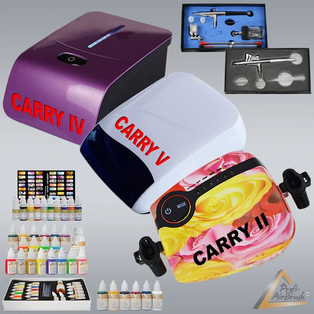 AIRBRUSH KOMPRESSOR SET Komplett Set Airbrush Pistole Farben Nailart