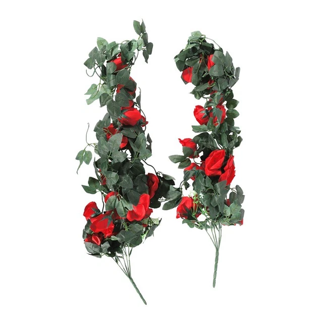2 PCS Roses Artificielles Suspendues - Fausses Vignes Déco Intérieur/Extérieur - 90cm