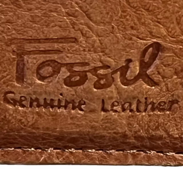 Fossil Leather Wallet Womens Bi-Fold Clutch Stamped Front Logo Brown