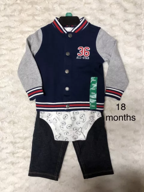 Carter's Baby Boy 3 piece Set Jacket Bodysuit and Pants Outfit 18 Month