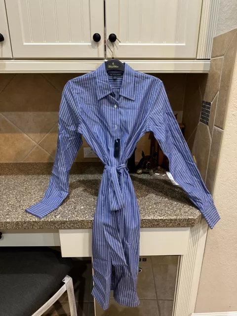 Womens Brooks Brothers shirt dress NWT, size 4, blue and white stripe