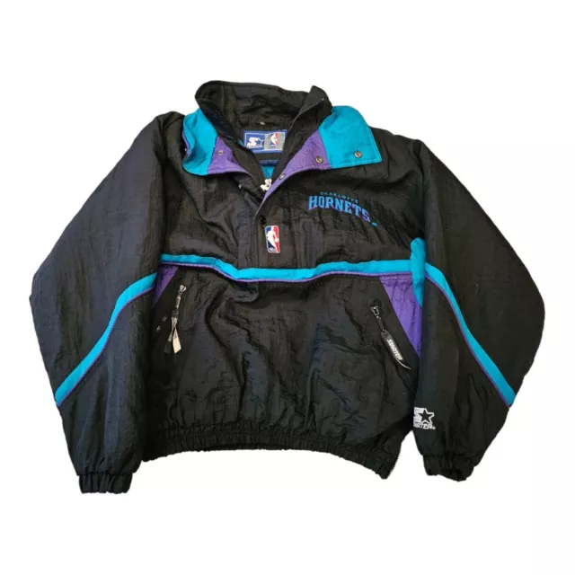 Rare Vintage 90s Starter Charlotte Hornets 1/2 Zipp Puffer Pullover Jacket  Coat NBA - YFS - Your Football Shirt