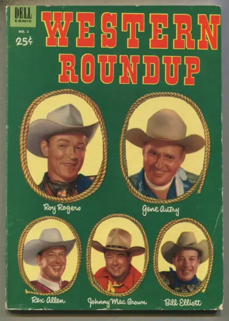 Western Roundup- #2 VG Roy Rogers, Gene Autry, Rex Allen Dell  Comics SA