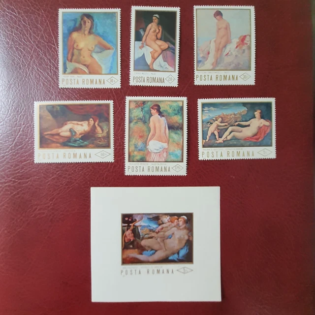 Briefmarken Rumänien 1971, Mi. 2946-2951, Block 87, Akt, postfrisch, komplett