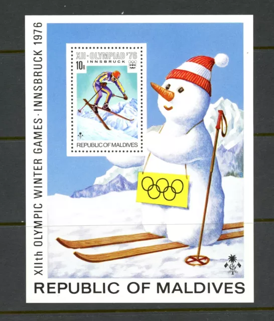 O846 Maldives 1976 Olympiques Ski Feuille MNH