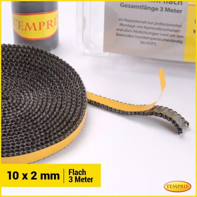 Temprix Cheminée & Four Joint Réfractaire Cordon D'Étanchéité 10x2mm Plat