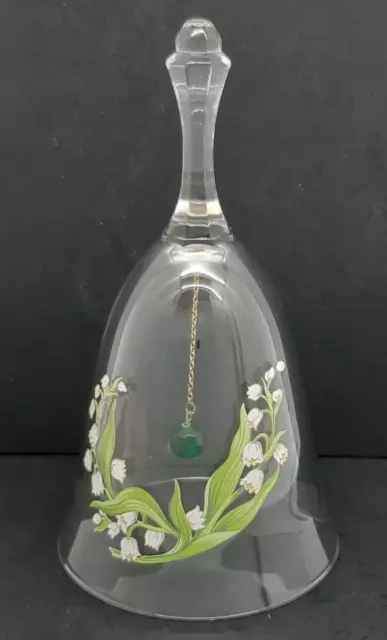 Avon Lily Of The Valley Collectible 24% Lead Crystal Bell 1992 - 8 cm DIA x 15cm 3