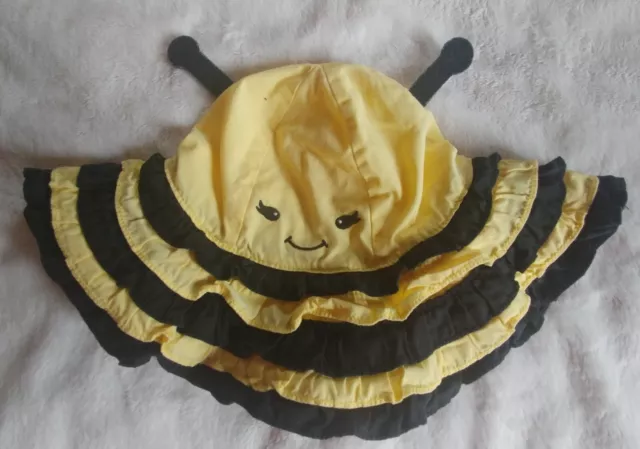 Gymboree Toddler bumble bee Bonnet Hat 0- 12 months Sun Cap with chin strap