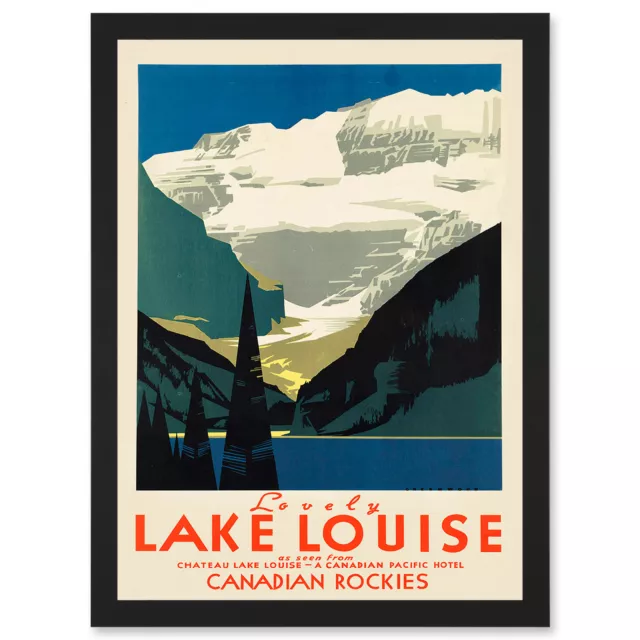 Vintage Travel Advert Lovely Lake Louise Canada Rockies Framed A4 Wall Art Print