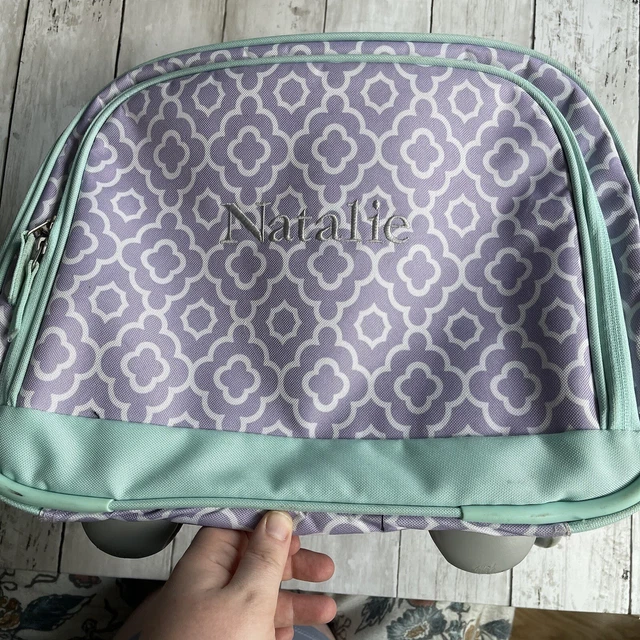 Preowned Pottery Barn Kids Purple Grey Small Rolling Luggage Travel Suit Case