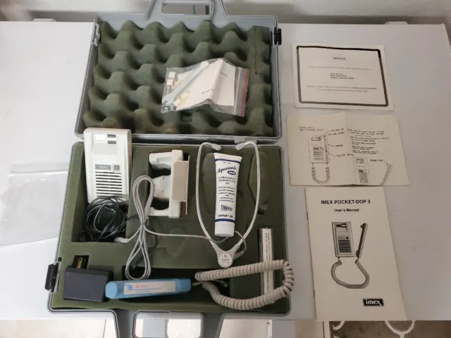 Imex Pocket-Dop III VASCULAR Doppler with 2MHz Probe, Manual, Paperwork and Case