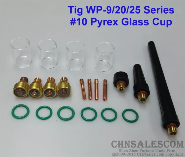 21 pcs TIG Welding Torch Gas Lens #10 Pyrex Glass Cup Kit for WP-9/20/25 Series