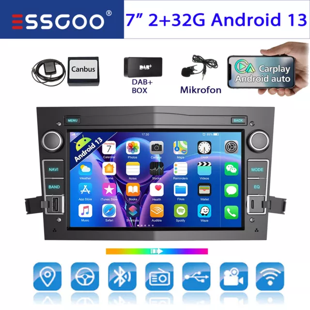 DAB Android13 Autoradio 2+32G Für Opel Astra H Corsa C D Vectra Navi BT RDS WIFI