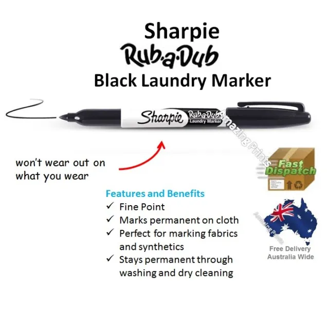 Sharpie Rub-A-Dub Permanent Laundry Marker Fine Black -  (PACK OF 2) - PERMANENT MARKER
