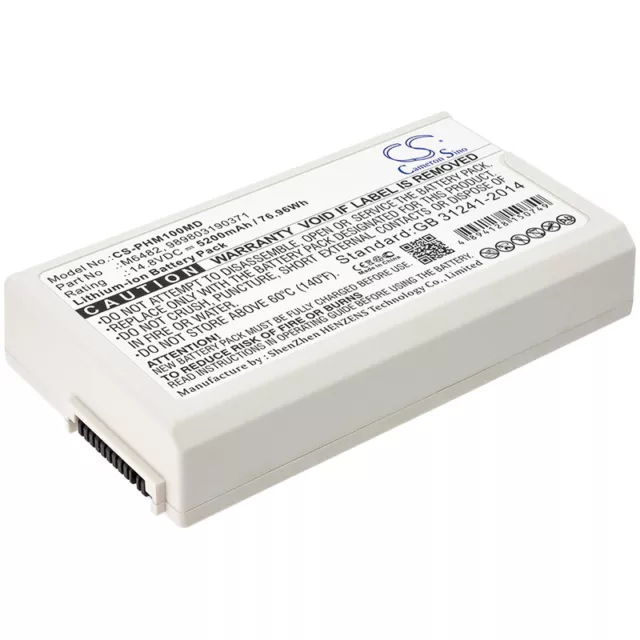 Batterie 5200mA type M6482 9898031903 Pour Philips Defibrillator Efficia DFM100