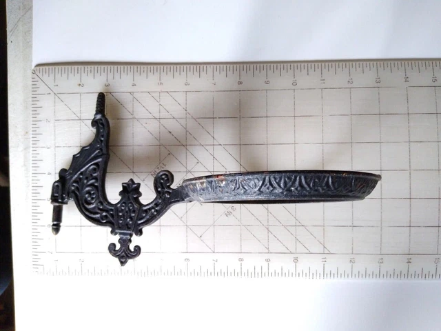 Antique Victorian Kerosene Oil Lamp Holder Swing Arm - Cast Iron, Ornate