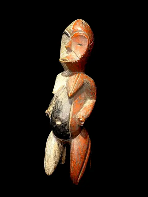African wood Handmade Antique Lion Figurine Shrine figure Igbo-6511