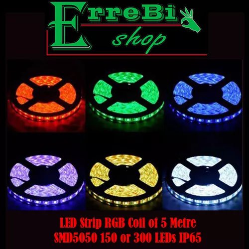 Striscia Adesiva Led Smd Luce Multicolor 5050 300Led Bobina 5 Mt Ip65 Strip Rgb