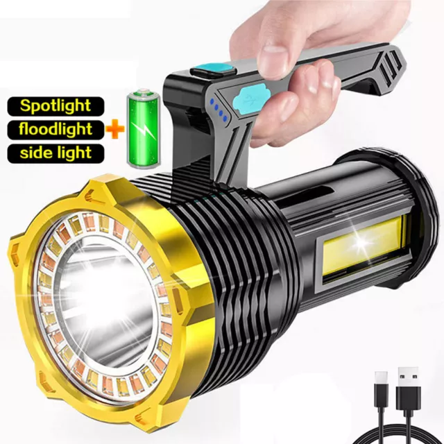 12000000LM High Powered LED Flashlight Super Bright Torch USB Rechargeable Lamp